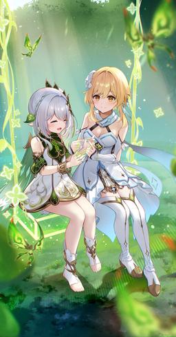 Lumine & Nahida [Genshin Impact] (1736x3324)