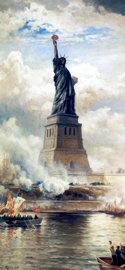 Unveiling The Statue of Liberty Enlightening the World by Edward Moran, 1886 [1440x3100]