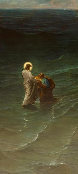 Jesus and Peter on the Water, Gustave Brion 1863. My phone wallpaper. (Extended from up and down with Ai to fit phone resulation) [1220x2712]