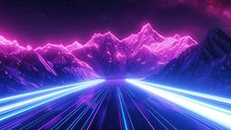 Futuristic Neon Mountains And Light Trails [1920x1080]