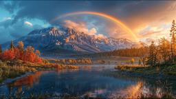 Photorealistic rainbow with countryside nature landscape[1920x1080]