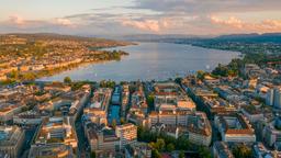 Sunset Over Zurich Aerial Cityscape [1920x1080]