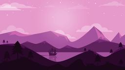 Lone ship sailing, flat art [3840 x 2160]