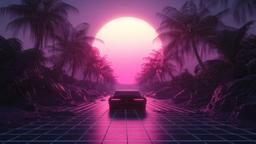 Synthwave Car Journey At Dusk [1920x1080]