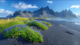 Nature landscape with black sand on beach[1920x1080]