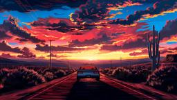 Sunset Drive: A Car's Journey on the Open Road [1920x1080]